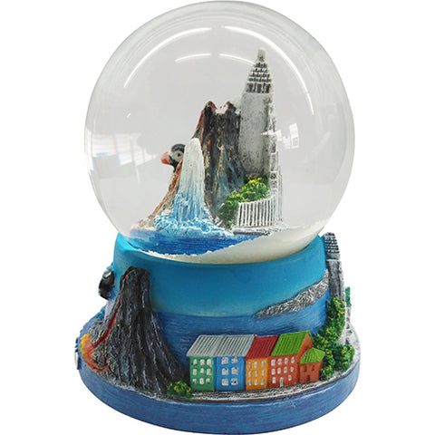 Snowglobe - Volcano, Geyser & Hallgrímskirkja  - 65 mm