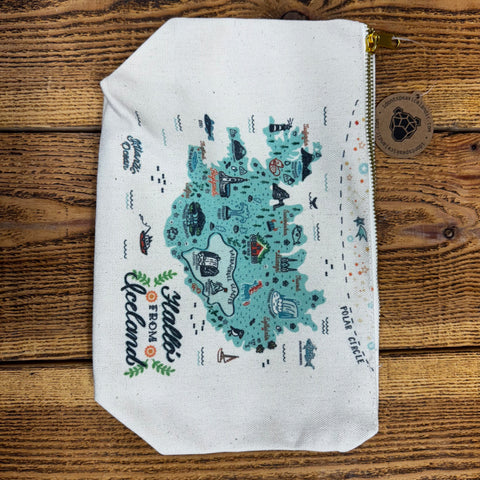 Pouch with Zipper, 12 oz - Iceland Map