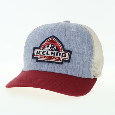 Iceland Mountains - Trucker Cap - Light Blue / Red