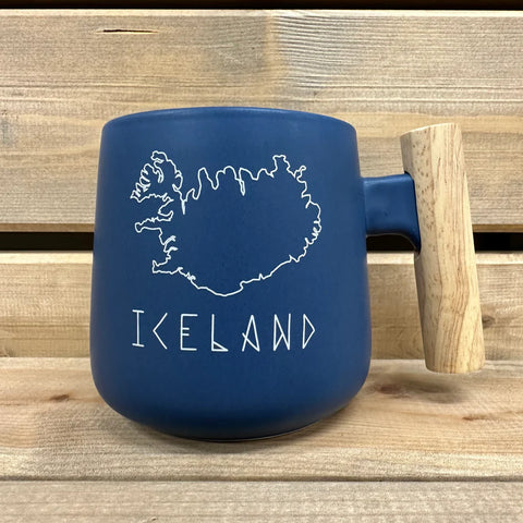 Iceland Runeletter  - Ceramic Mug w/ wooden handle