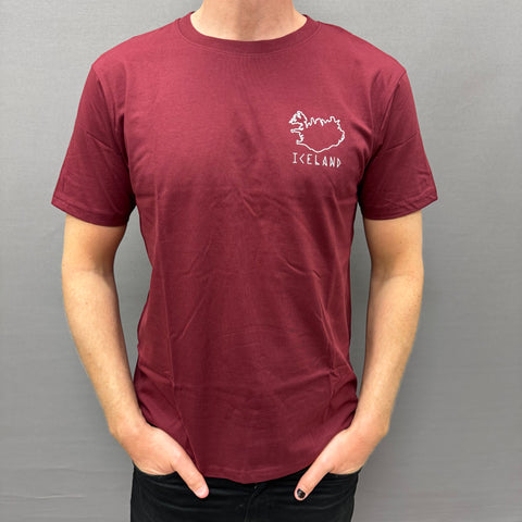 Iceland Map - Badge - T-Shirt - Burgundy