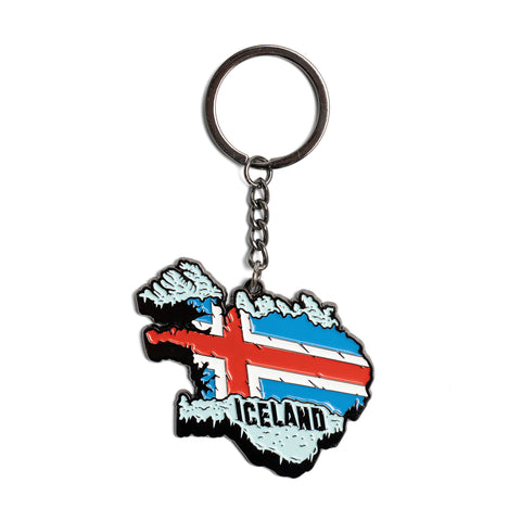 Iceland Map Glaciers - Keychain