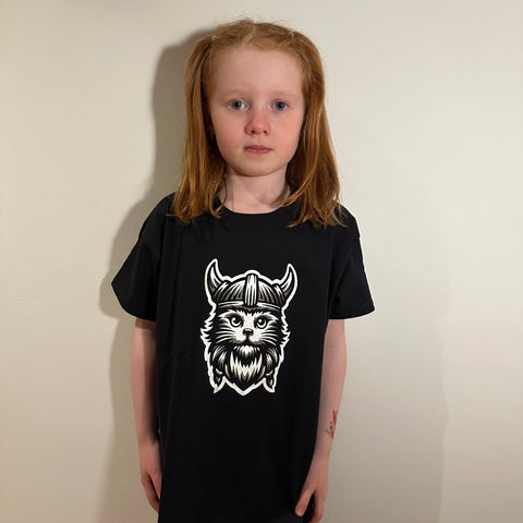 Cat Viking - Kid's T-shirt - Black