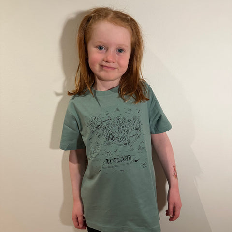 Iceland Map - Kid's T-shirt - Green