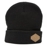 Beanie - Leather Patch - Mountains - Black - Idontspeakicelandic