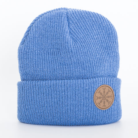 Beanie - Leather Patch - Rune - Blue - Idontspeakicelandic