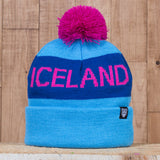 Iceland Beanie with Pom - Teal/Pink - Idontspeakicelandic