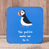 Puffin made me do It -Set of 6 Cork Coasters - Idontspeakicelandic