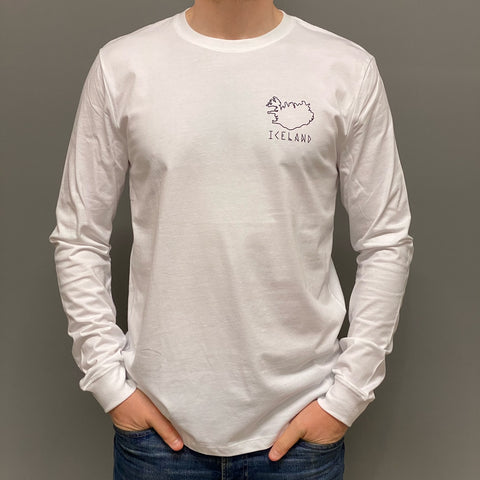 Iceland Map Badge - Long Sleeve - White