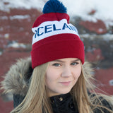 Iceland Beanie with Pom - Red/White - Idontspeakicelandic