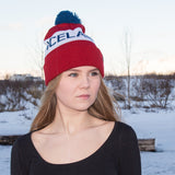 Iceland Beanie with Pom - Red/White - Idontspeakicelandic