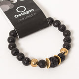 Octagon Lava Collection Bracelet - Bracelet Black/Gold big beads