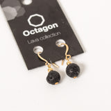 Octagon Lava Collection Earrings - Black small Bead
