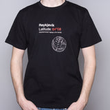 Reykjavik Latitude  - T-Shirt - Black - Idontspeakicelandic