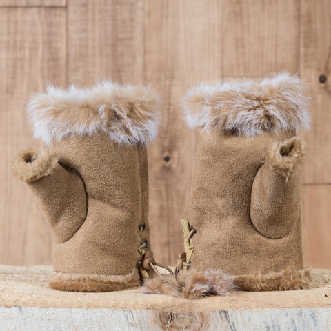 Arctic Fur Shortgloves - Ladies - Light Brown - Idontspeakicelandic