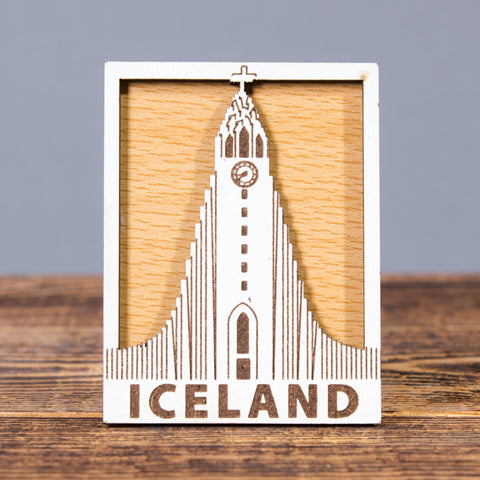 Hallgrimskirkja Church Square - Laser Cut Layered Magnet - Idontspeakicelandic